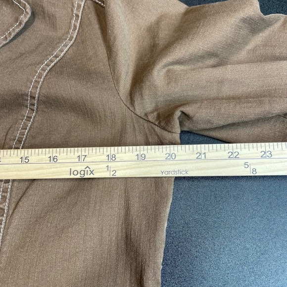 Coldwater Creek Brown Cropped 3/4 Sleeve Blazer Jacket Womens 16 White Stitching - Picture 6 of 9